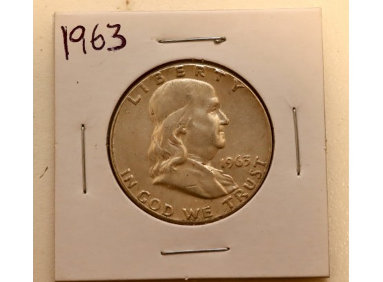 US Mint 1963  Franklin Half Dollar 90 Silver Coin