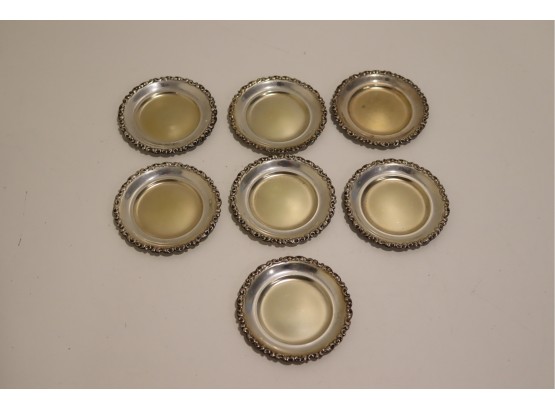 Set Of 7 Vintage Sterling Silver 3834 Small 3 Inch Plates 27.1 Grams