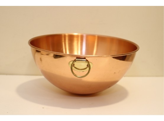 Vintage Copper Mixing Bowl With Brass Handle