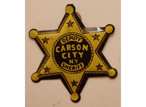 Vintage Kids Tin Badge Deputy Sheriff Carson City N.Y.