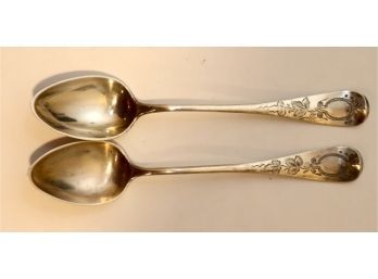 Antique Pair Of 750 Silver Spoons