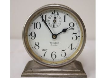 Vintage Westclox Ben Hur Style 1 Alarm Clock 1920's Nickel Silver  (C-4)