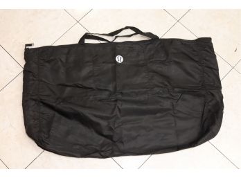Large Lululemon Black Nylon Tote Duffle Zip Close Gym Bag