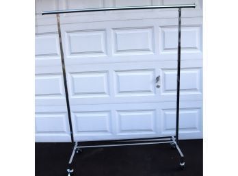 ROLLING CHROME COMMERCIAL ADJUSTABLE CLOTHING RACK  (CC-4)