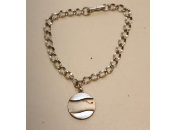 Sterling Silver 925 Link Bracelet With Modernist Charm (J-18)