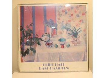 Framed  Guild Hall East Hampton 'White Table With Hydrangeas' Warren Brandt