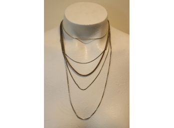 5 Vintage Sterling Silver .925 Necklaces Chains  (J-35)