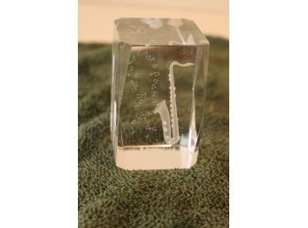 Vintage Crystal Glass Cube Saxophone