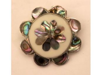 Vintage Silver And Abalone Brooch PIN. (TC-9)