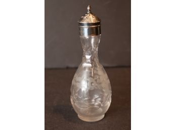 Vintage Silvertop Etched Glass Salt Or Pepper Shaker