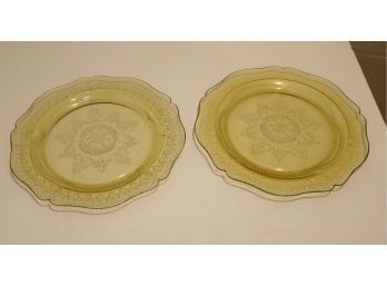 PAir Of Vintage Yellow DEPRESSION Glass Plates