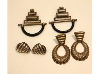 3 Pairs Of Vintage Sterling Silver Earrings (TRJ-4)