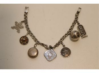 Vintage Sterling Silver Charm Bracelet  (J-11). 34 Grams
