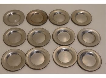 Vintage Set Of 12 Sterling Silver Round 3 Inch Plates 146.8 Grams