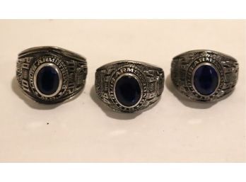 3 Sterling Silver Louis Armstrong Middle School Class Rings