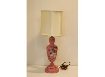 Vintage Pink Table Lamp Floral Design With Shade