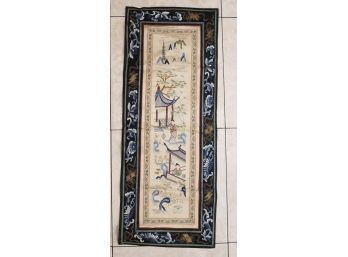Vintage Japanese Silk Embroidered Tapestry Asian Oriental Decor