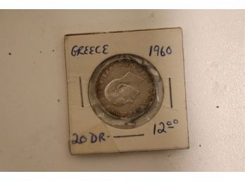 GREECE, 1960, 20 DRACHMAI, 0.835 SILVER Coin