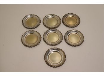 Set Of 7 Vintage Sterling Silver 3834 Small 3 Inch Plates 27.1 Grams