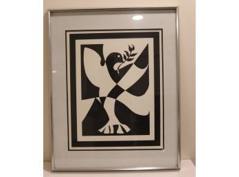 Vintage 1960's Framed Dove Of Peace Signed By William Aldau 80/200