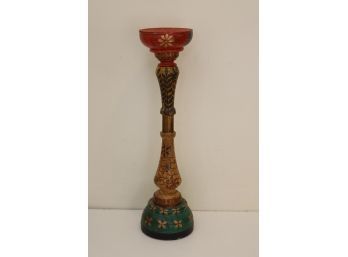 Painted Wooden Moroccan Candle Stick