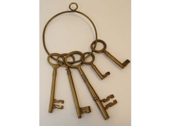 Large Decorative Brass Keys On Ring