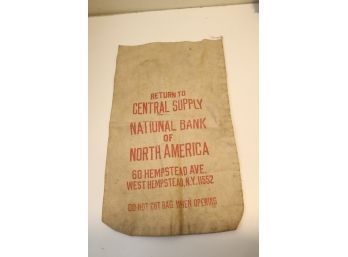 Central Supply National Bank Of North America Canvas Money Bag