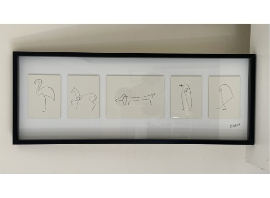 Framed Picasso Prints Flamingo, Pinguin, Sausage Dog, Zervos Volume VI
