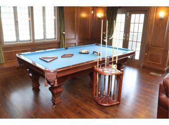 Gorgeous Imperial International Billiard Pool Table With Cue Rack And Sticks