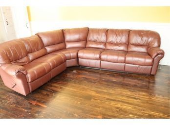 Brown Leather Elran Reclining Sectional Sofa