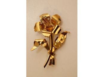 Vintage Sterling Silver Gold Tone Flower Pin Brooch   (PB-1)