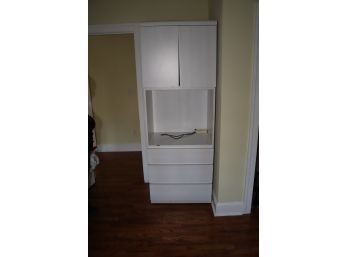 White Formica Bedroom Armoire  Small Chip
