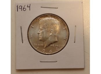 1964 Kennedy Half Dollar 90 Silver US Coin  (D-1)