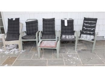 Outdoor Patio Chairs With Black Cushions Ottoman And Plastic Adirondack