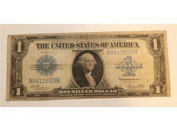 Large Size 1923 $1 Dollar Bill Silver Certificate Big Note Blue Seal (C-12) A84118906E
