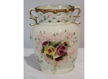 Ceramic Flower 2 Handle Vase