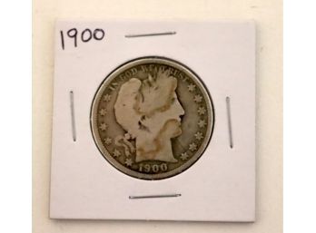 1900 BARBER Silver U.S. Half Dollar Coin (C-2)