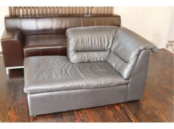 Grey Leather Chaise Lounge
