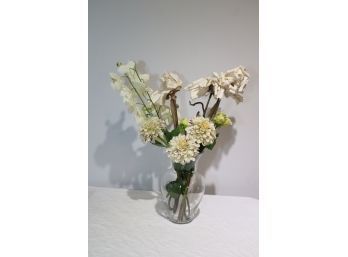 Artificial Floral Arrangement In Glass Vase