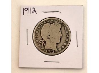 1912 BARBER Silver U.S. Half Dollar  (C-3)