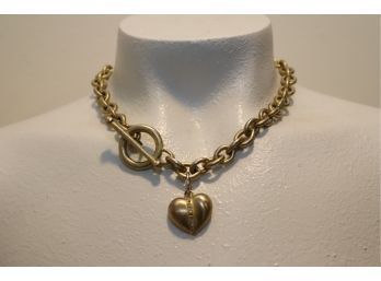 Roxanne Assoulin Signed Toggle Necklace & Heart Pendant Vintage Rhinestones (JWH-27)