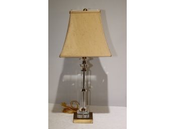 Lucite Base Table Lamp With Shade
