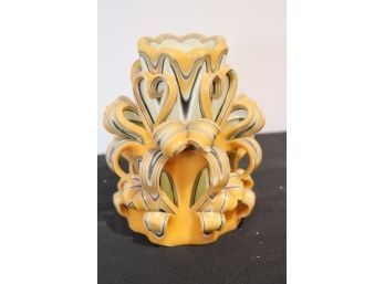 Handmade Carved Ribbon Candle
