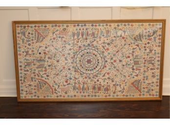Vintage Framed Indian Tapestry 60' X 34'