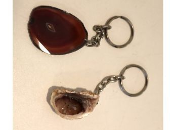 Rock Slice And Geode Keychains. (JWH-22)
