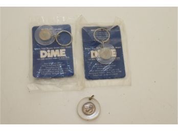 Vintage Dime Savings Bank Dime Keychains   (JWH-3)
