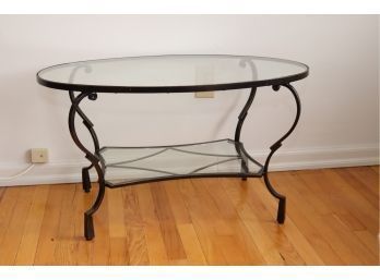 Oval Glass Top Metal Frame Coffee Table