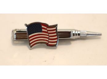 Vintage American Flag Tie Clip With Mechanical Pencil (SG-18)