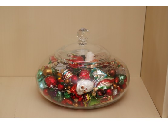 Covered Glass Bowl Christmas Ornament Decor