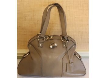YSL YVES SAINT LAURENT Taupe Leather Muse Tote Bag